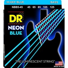 DR NBB5-45 Neon Blue 45-125 Medium Nickel Plated Steel 5-String Blue Coated Bass Guitar Strings