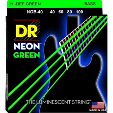 DR NGB-40 Neon Green 40-100 Light Nickel Plated Steel Green Coated Bass Guitar Strings