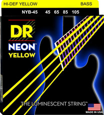 DR NYB-45 Neon Yellow 45-105 Medium Nickel Plated Steel Yellow Coated Bass Guitar Strings