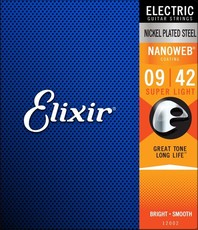 Elixir 12002 Nanoweb 9-42 Super Light Nickel Plated Steel Coated Electric Guitar Strings