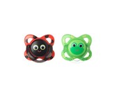 Tommee Tippee - Essentials - Funky Face Soothers - Green & Red