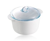 Royalty Line Ceramic Coating 30cm Shallow Low Wide Casserole Pot With Glass Lid - Red