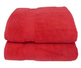 Bunty's Elegant 380 Zero Twist Bath Towel 380GSM (2 Piece Pack) Red