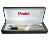 Pentel Sterling Gel Pen & Pencil Gift Set - Silver Barrel