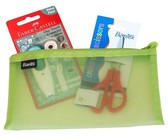 Bantex Green A5 Mesh Bag with 10 Colour Ball Pens & Highlighter