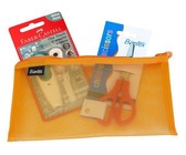 Bantex Green A5 Mesh Bag with 10 Colour Ball Pens & Highlighter