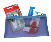 Bantex Green A5 Mesh Bag with 10 Colour Ball Pens & Highlighter