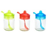 Continental Homeware 3 Piece 210ml Glass Jar with Plastic Lid & Spoon