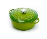 Capri - 24cm Enamel Coated Green Cast Iron Casserole (Non-Stick)