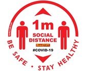 Covid 19 - 300mm Round Social Distancing Graphic - Tork Craft Double Arrow Filled Social White