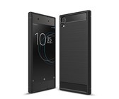 Carbon Fibre Silicone Gel Case Cover For SONY XA1 ULTRA Black