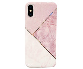 Funki Fish Geometric Marble Phone Case for iPhone XR - Pink. Blue & Gold