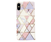 Funki Fish Geometric Marble Phone Case for iPhone XR - Pink. Blue & Gold