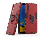 Shockproof Kickstand Ring Stand Armor Case for Samsung A7 2018 Red