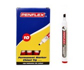 Penflex PM 15 Permanent Markers Chisel Tip Box-10 Red