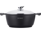 Berlinger Haus 24cm Marble Coating Oven Safe Casserole with Cast Aluminum Lid Black - Granit Diamond Line