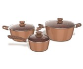 Fine Living - Double Blue Cast Iron Pot Set - Set of 7