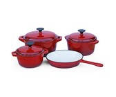 Fine Living - Double Blue Cast Iron Pot Set - Set of 7