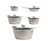 Fine Living - Double Blue Cast Iron Pot Set - Set of 7