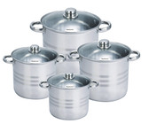 Fine Living - Double Blue Cast Iron Pot Set - Set of 7