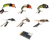 SciFlies Fly Fishing 21 Piece Yellow Fish Vaal River Nymphs & Fly Box Set