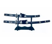 2 Piece Mini Japanese Samurai Steel Sabre Katana Sword Desk Set