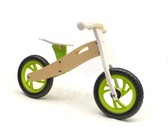 BooToo Wooden Balance Bike - Birch Wood & Black with Lime Rims