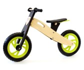 BooToo Wooden Balance Bike - Birch Wood & Black with Lime Rims