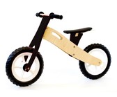 BooToo Wooden Balance Bike - Birch Wood & Black with Lime Rims