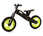 BooToo Wooden Balance Bike - Birch Wood & Black with Lime Rims