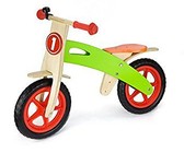 BooToo Wooden Balance Bike - Birch Wood & Black with Lime Rims