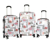 Hazlo 3 Piece ABS+PC Hard Luggage Trolley Bag Set - London Design