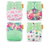 Happy Flute Light Green 4 Pack Reusable Baby Diapers