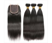 BLKT Peruvian 16 Jerry Curl Human Hair Free Closure Value Package"
