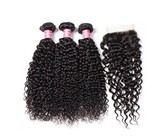 BLKT Peruvian 16 Jerry Curl Human Hair Free Closure Value Package"