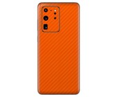 Orange Carbon Fibre Vinyl Wrap for Samsung S20 Ultra - Two Pack