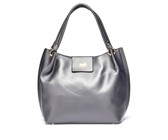 Fino Pu Leather Tote and Removable Pom & Purse Set - Black