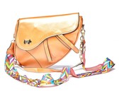 Off To Blue Hand Woven Round Rattan Bag Shoulder Leather Straps - Bali