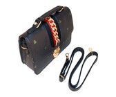 Fino Pu Leather Tote and Removable Pom & Purse Set - Black