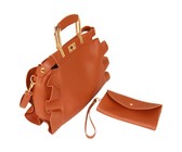 Fino Pu Leather Crossbody Shoulder Bag & Purse Set- Dusty Pink