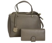Fino 2 Pcs Genuine Leather Shoulder Handbag & Purse Set N.BLUE