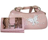 Fino PU Leather butterfly Design Shoulder Bag - Pink