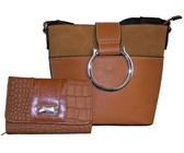 Fino Pu Leather Crossbody Shoulder Bag & Purse Set- Clay