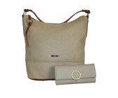 Fino Pu Leather Tote and Removable Pom & Purse Set - Black