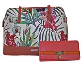 Fino Pu Leather Tote and Removable Pom & Purse Set - Black