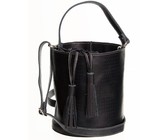 Fino Pu Leather Tote and Removable Pom & Purse Set - Black