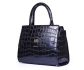 Fino Pu Leather Tote and Removable Pom & Purse Set - Black