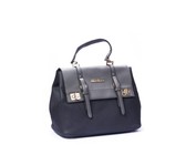 Fino Pu Leather Tote and Removable Pom & Purse Set - Black