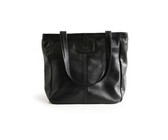 Fino Pu Leather Tote and Removable Pom & Purse Set - Black