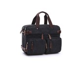 Fino Pu Leather Tote and Removable Pom & Purse Set - Black